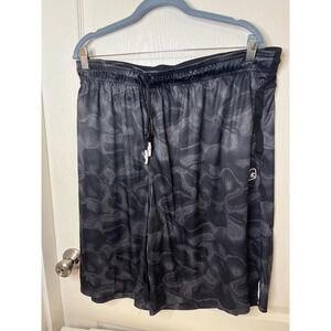 AND1 Men's Black All Over Print Basketball Shorts 2XL Athletic Gym‎